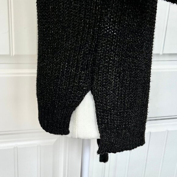 Heather by Bordeaux Black w/ Metallic Gold Flecks Loose Knit Round Neck Sweater - Picture 5 of 9